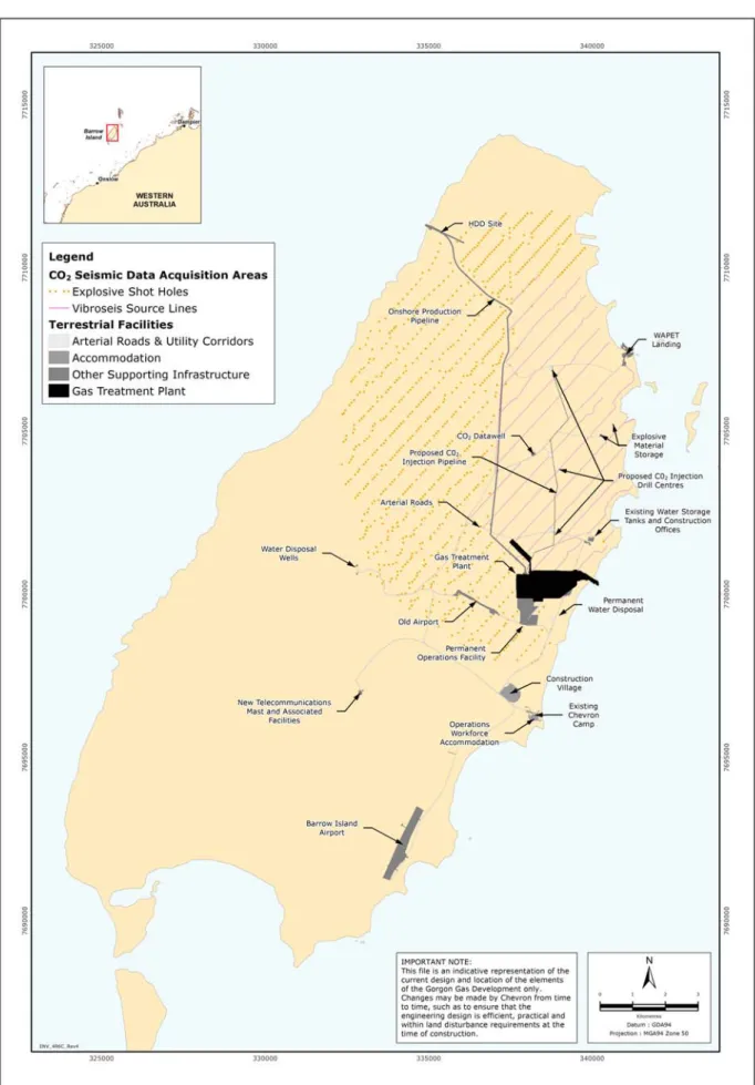 Figure 2-1   Gorgon Gas Development and Jansz Feed Gas Pipeline Terrestrial Facilities  on Barrow Island 