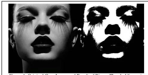 Figure 1. Original Grey Image and Result of Binary Thresholding using Mean pixel value