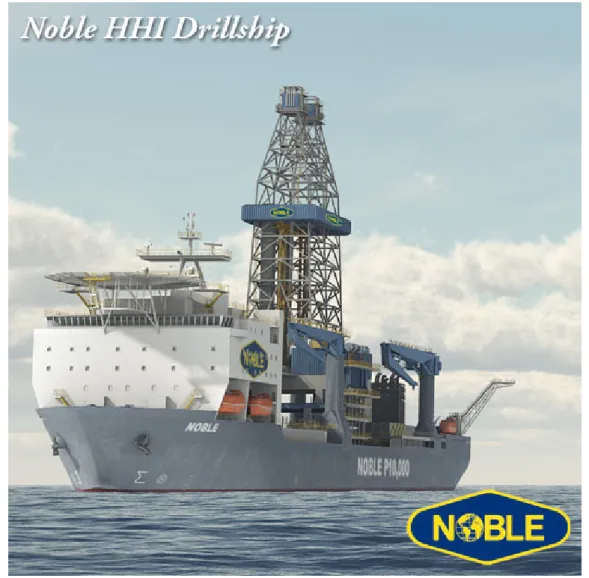 Figure 3.1:  The Noble Bob Douglas, a Sixth Generation Dynamically Positioned Drillship 