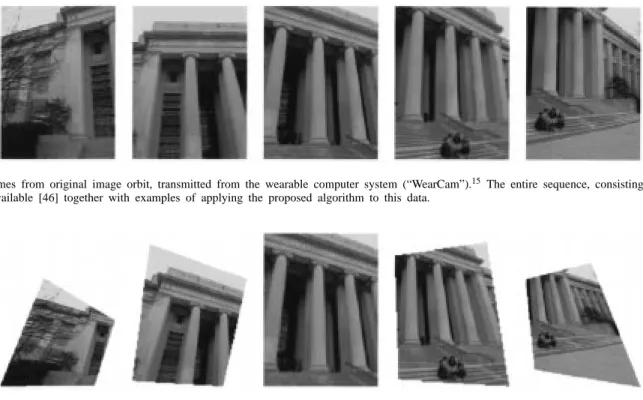 Fig. 6. Frames from original image orbit, transmitted from the wearable computer system (“WearCam”)