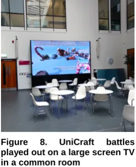 Figure played out on a large screen TV 