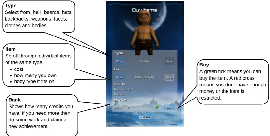 Figure 12. A breakdown of the hub screen 
