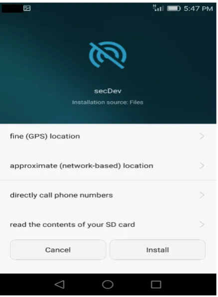 Figure 6 (a): Application Access to the device after installation. 