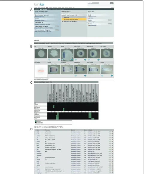 Figure 3 Result pageGeneral information about gene, species, author, relevant publications and the experiments