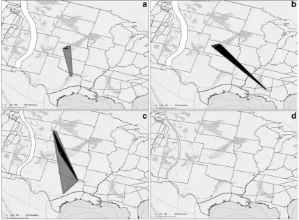 Fig. 2 Range reconstructions for marine vertebrate species from theLate Cretaceous showing how species distributions typically changethrough time