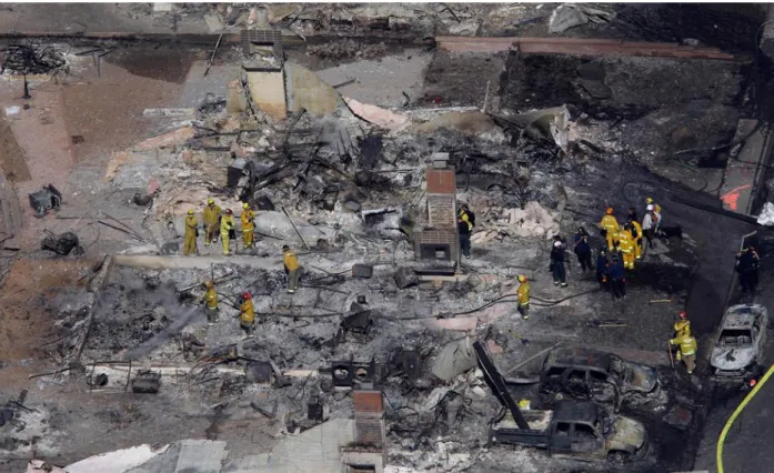 Figure 2-8: Aftermath of natural gas pipeline explosion in San Bruno, CA (SacBee 2010) 