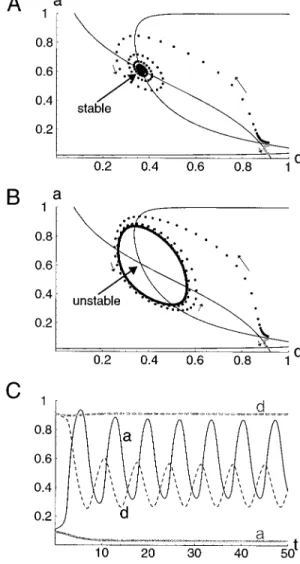 Figure 6. Dynamical behavior of a ⫺ d system for intermediate ␪ (0.2).
