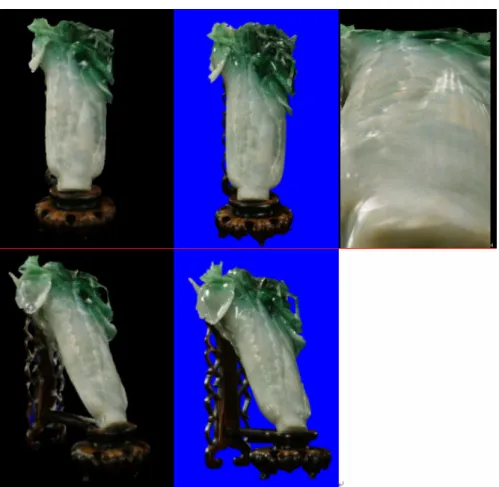 Figure 10: Jadeite Cabbage with Insects -- (Left) The rendering synthesized by our  system