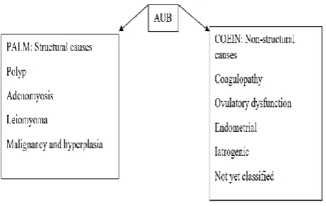 Figure 1 given below is commonly used to explain the various organic causes of abnormal uterine bleeding.2  