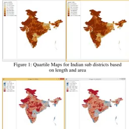 Figure 1: Quartile Maps for Indian sub districts based on length and area  