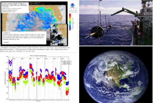 Figure 7.   The Marine Optical BuoY (MOBY) (top right) provides crucial vicarious calibration of ocean  color sensors and a necessary element for quality ocean color data and validation with known  