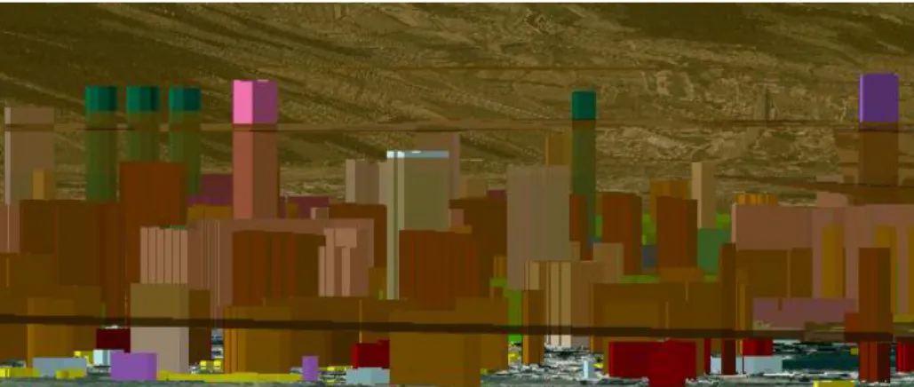 Fig. 9. A sample of 3D visualization of the simulation results computed by EPANET-water  pressure during 24 hours