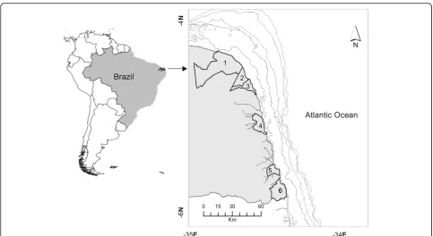 Fig. 1 Map of the study area. Municipalities are highlighted by the limits and numbered in ascending order from N to S