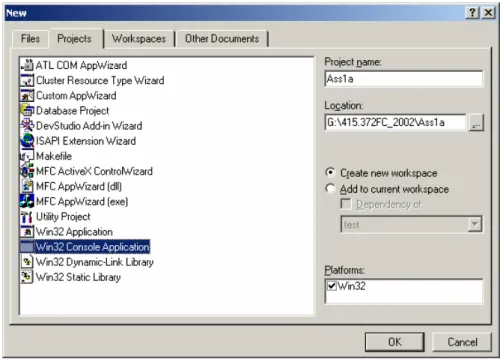 Figure 1.1: Visual Studio pop-up window for the creation of new files. 