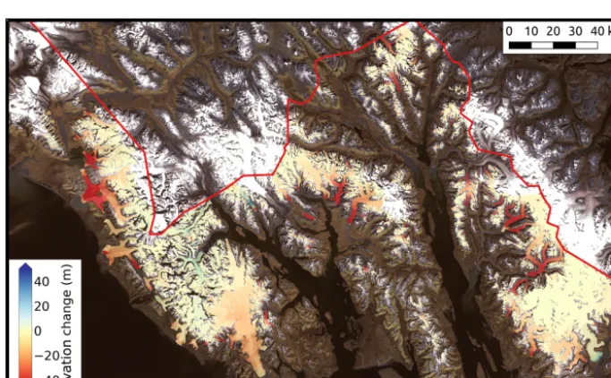 Figure 3. Distribution of glacier area and voids by normalized elevation (0 – lowest elevation, 1 – highest elevation), and mean and medianelevation changes by normalized elevation, binned using bin widths of 0.02
