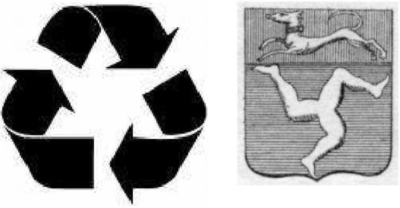 Figure 8: Two examples of three-fold symmetry without mirror lines. Left the ”Recycle” logo.