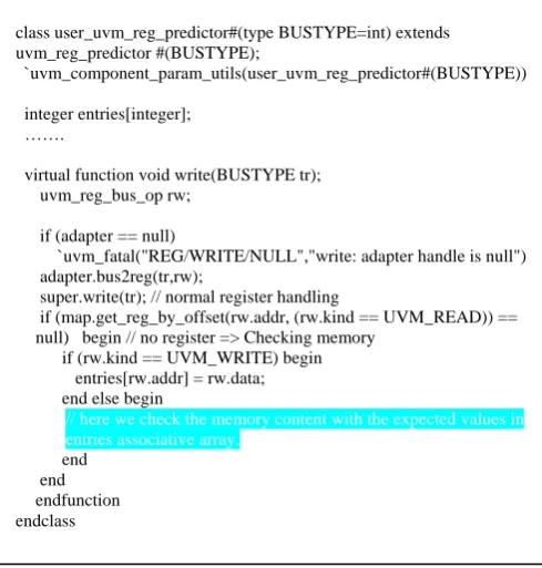 Figure 6.  Extension of uvm_reg_predictor class to Support Automatically Checking of Memory Content 