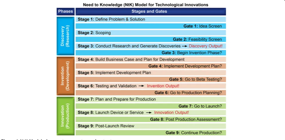 Figure 1 NtK Model phases, stages, gates and outputs.