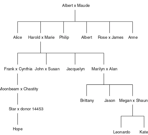 Fig. 1 Family tree for an interesting group of people. In phylogeneticterms, family trees (genealogies of people) = phylogenetic trees(genealogies of species)