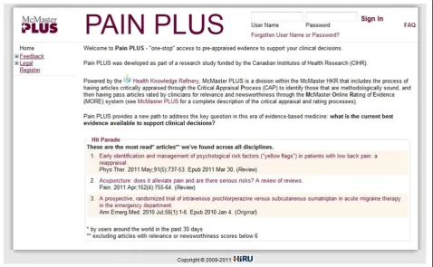 Figure 2 Pain PLUS Intervention. Screenshot of the Pain PLUS main webpage.