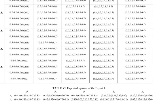 TABLE IX: Aggregated Expected opinion of the three expert, Decision Matrix 