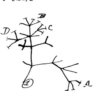 Fig. 1 The first evolutionary tree sketched by Darwin (evolutionists before and after Darwin, including Lamarck (drew branching diagrams to indicate relatedness (see Gould1837) in oneof his notebooks