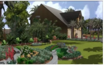 Figure 8:  Design from Landscape deck patio designer 12 program shows  varying degrees of shadows and plants on the site