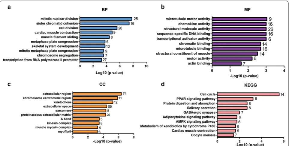 Fig. 2 Top 10 functional enrichment analyses of the overlapping DEGs. cellular component