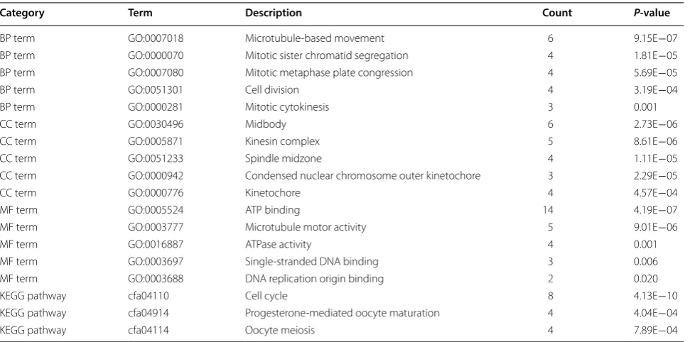 Table 2 The eight hub genes correlated with the cell cycle