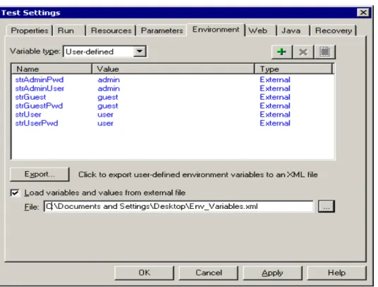 Figure 4: Loading Environment Variables from XML File 