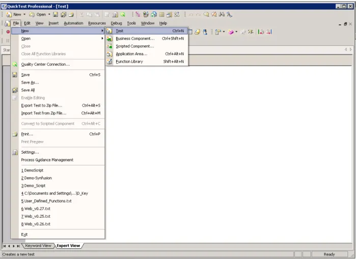 Figure 1: New Test Creation 