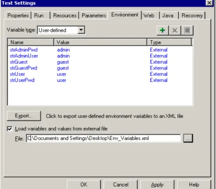 Figure 3: Loading Environment Variables from xml File 