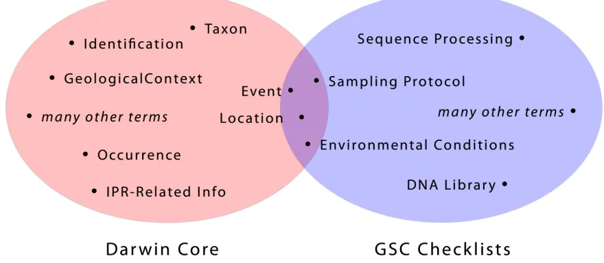 Figure 1. Summary comparison of the relative overlap between terms of the Darwin Core and GSC