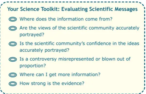 Fig. 4 Understanding the nature and process of science can helpstudents evaluate media messages about science and the sciencebehind policies