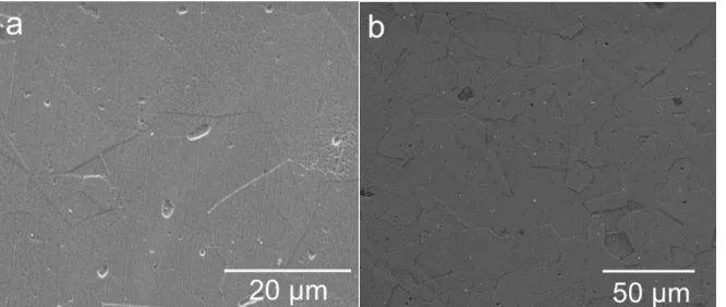Figure 3.5 Plan view SEM images of combined HIPIMS/DCMS coating: a) as-deposited TiN  