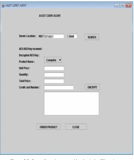 Figure 5.2: Server Location entered by the Aglet Client Agent