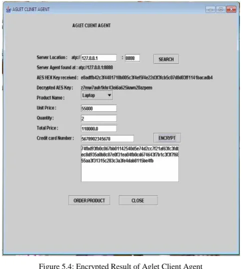 Figure 5.4: Encrypted Result of Aglet Client Agent 