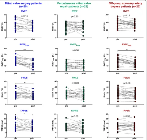 Table 3 Numeric results of global and longitudinal right ventricular function analysis