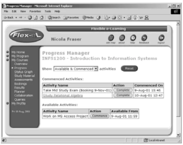 Figure 3. Flex-eL Progress Manager