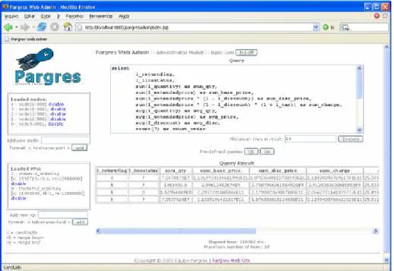 Figure 2: A screenshot of Pargres administration tool. 