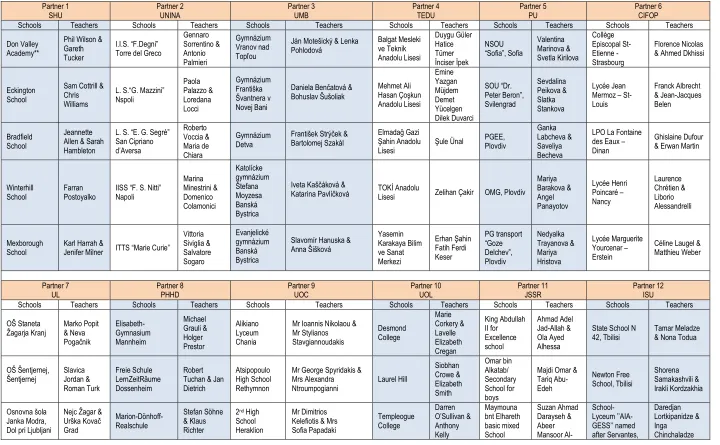 Table 4.6.1 - Schools and Teachers - Year  2 Partner 1 Partner 2 