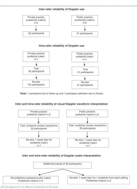 Fig. 1 Flow diagrams for the different components of the study