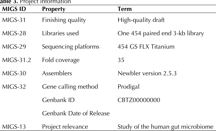 Table 3. Project information 