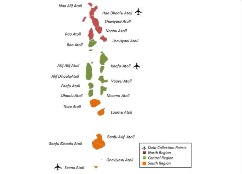 Fig. 1 Data collection points on the map of Maldives