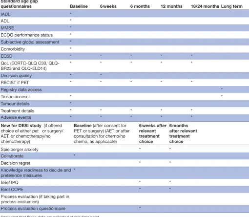 Table 1 Questionnaire schedule