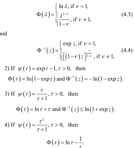 table for Theorems 4.1