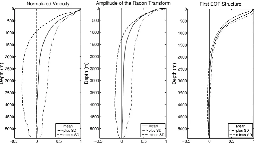 Fig. 4. Normalized vertical proﬁles from the model data with their normalized ±1 standard deviation (SD) proﬁles