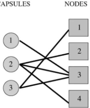 Fig. 6. A bipartite graph indicating which capsules can be placed on which nodes.