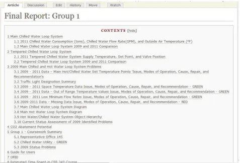 Figure 8:  An example wiki page that contains analysis for a number of systems and is available for review by other interested  stakeholders