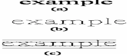 Figure 6. Partitioned English Text Word With Descendant (a) Input Word (b) Preprocessed Word (c) Partitioned Word with top-zone and bottom-zone 